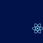 Logo React.js bleu sur fond bleu foncé, pour le développement React.js