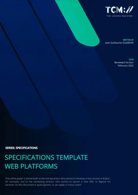 Couverture Specifications template web platforms