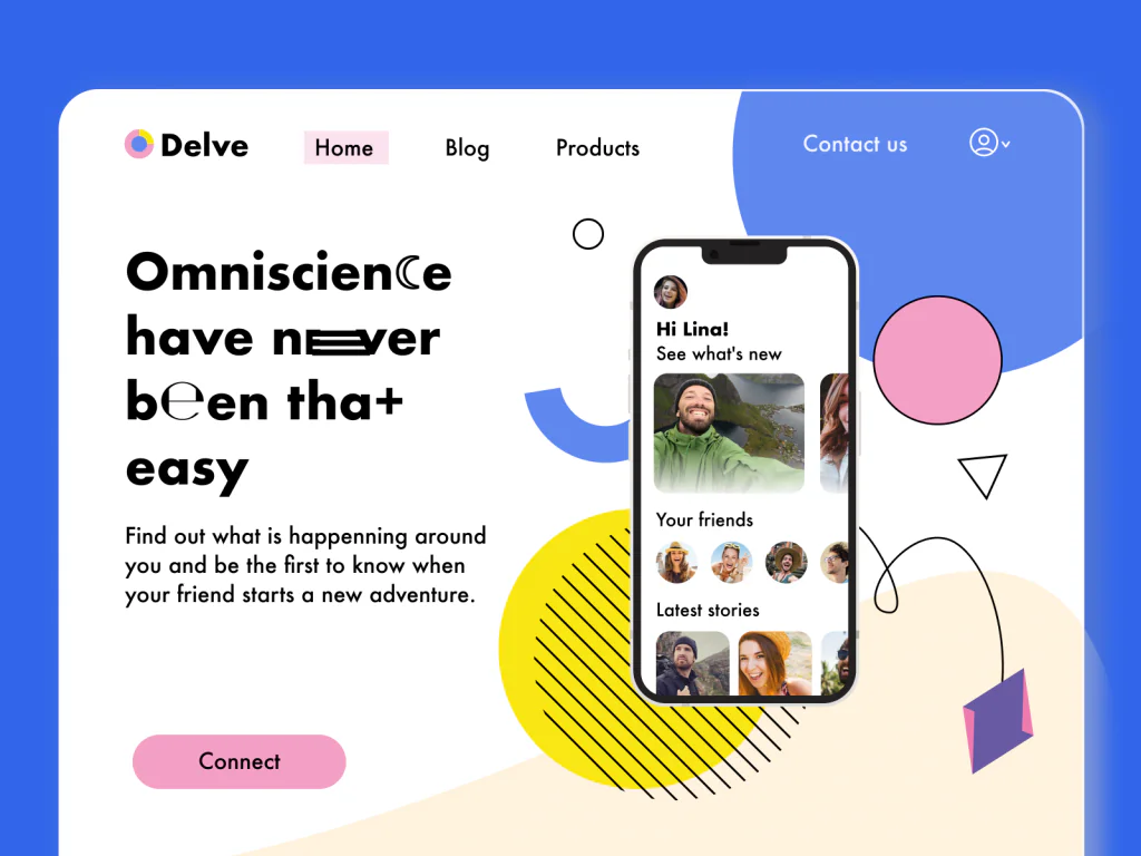 Le Design Memphis, dans les Tendances UI 2022 pour créer avec une grande liberté